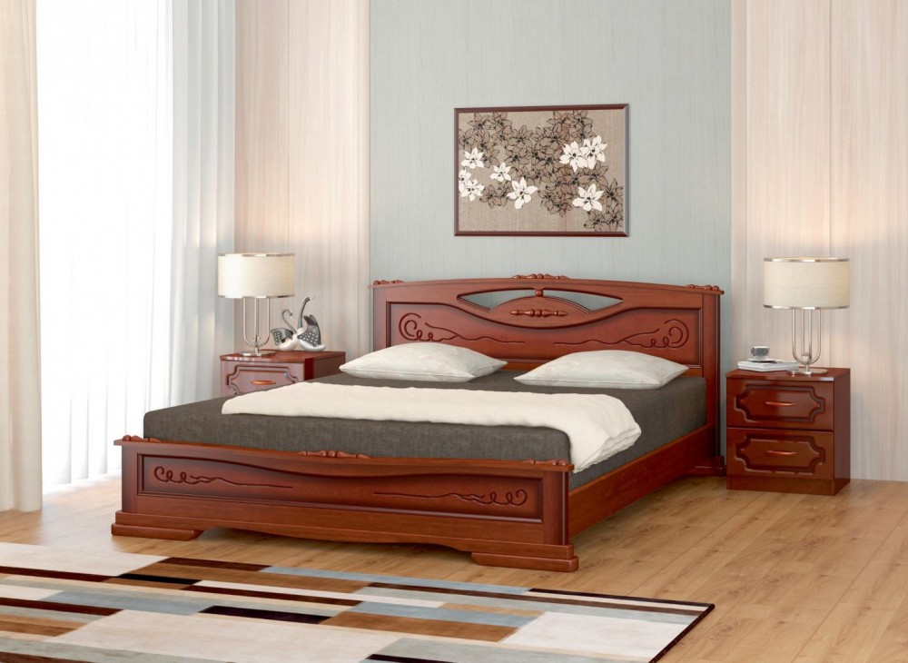 Кровать Елена-3 из массива сосны 1400*2000 Орех в Кодинске - kodinsk.katalogmebeli.com