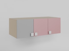 Антресоль на шкаф 3-х створчатый (Розовый/Серый/корпус Клен) в Кодинске - kodinsk.katalogmebeli.com | фото