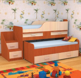 Кровать детская Лесики двухместная 1.8 Венге/Дуб молочный в Кодинске - kodinsk.katalogmebeli.com | фото 6