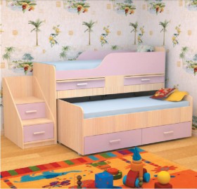Кровать детская Лесики двухместная 1.8 Венге/Дуб молочный в Кодинске - kodinsk.katalogmebeli.com | фото 7