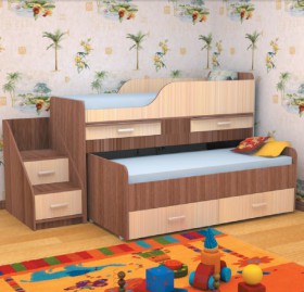 Кровать детская Лесики двухместная 1.8 Венге/Дуб молочный в Кодинске - kodinsk.katalogmebeli.com | фото 9