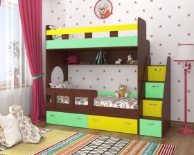 Детская двухъярусная кровать Юниор-1 Белый/Синий Распродажа в Кодинске - kodinsk.katalogmebeli.com | фото 4