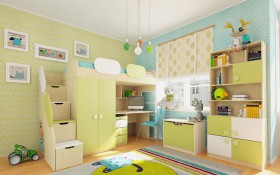 Детская комната Эппл (Зеленый/Белый/корпус Клен) в Кодинске - kodinsk.katalogmebeli.com | фото 2