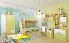 Детская комната Эппл (Зеленый/Белый/корпус Клен) в Кодинске - kodinsk.katalogmebeli.com | фото 3