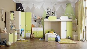 Детская комната Эппл (Зеленый/Белый/корпус Клен) в Кодинске - kodinsk.katalogmebeli.com | фото 13
