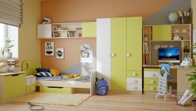 Детская комната Эппл (Зеленый/Белый/корпус Клен) в Кодинске - kodinsk.katalogmebeli.com | фото 11