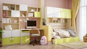 Детская комната Эппл (Зеленый/Белый/корпус Клен) в Кодинске - kodinsk.katalogmebeli.com | фото 12