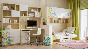 Детская комната Флёр (Белый/корпус Клен) в Кодинске - kodinsk.katalogmebeli.com | фото 1