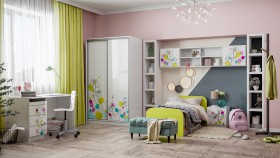 Детская комната Флер (Белый/корпус Выбеленное дерево) в Кодинске - kodinsk.katalogmebeli.com | фото 1