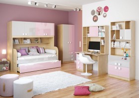 Детская комната Грэйси (Розовый/Серый/корпус Клен) в Кодинске - kodinsk.katalogmebeli.com | фото 2
