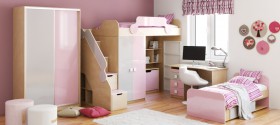 Детская комната Грэйси (Розовый/Серый/корпус Клен) в Кодинске - kodinsk.katalogmebeli.com | фото 5