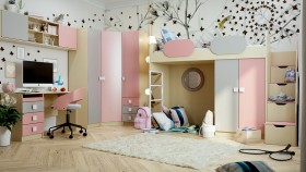 Детская комната Грэйси (Розовый/Серый/корпус Клен) в Кодинске - kodinsk.katalogmebeli.com | фото