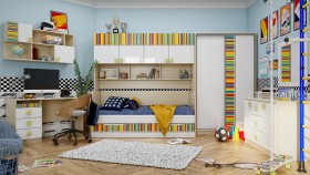 Детская комната Клаксон без машинок (Белый/корпус Клен) в Кодинске - kodinsk.katalogmebeli.com | фото 5