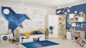 Детская комната Санни (Белый/корпус Клен) в Кодинске - kodinsk.katalogmebeli.com | фото 2