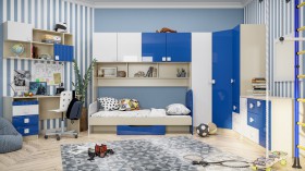 Детская комната Скай Люкс (Синий/Белый/корпус Клен) в Кодинске - kodinsk.katalogmebeli.com | фото 3