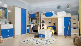 Детская комната Скай Люкс (Синий/Белый/корпус Клен) в Кодинске - kodinsk.katalogmebeli.com | фото 5