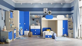 Детская комната Скай Люкс (Синий/Белый/корпус Клен) в Кодинске - kodinsk.katalogmebeli.com | фото 7