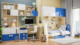 Детская комната Скай Люкс (Синий/Белый/корпус Клен) в Кодинске - kodinsk.katalogmebeli.com | фото 9