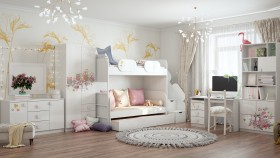 Детская комната Совушки (Белый/корпус Выбеленное дерево) в Кодинске - kodinsk.katalogmebeli.com | фото 3