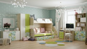 Детская комната Твит (Белый/Зеленый/корпус Клен) в Кодинске - kodinsk.katalogmebeli.com | фото 4