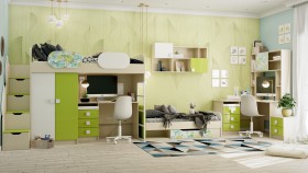 Детская комната Твит (Белый/Зеленый/корпус Клен) в Кодинске - kodinsk.katalogmebeli.com | фото 8