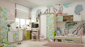 Детская комната Твит (Белый/Зеленый/корпус Клен) в Кодинске - kodinsk.katalogmebeli.com | фото