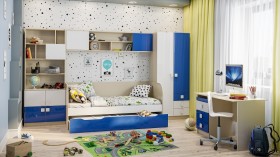Диван-кровать Скай люкс (Синий/Белый/корпус Клен) в Кодинске - kodinsk.katalogmebeli.com | фото 2