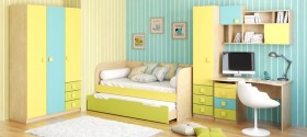 Диван-кровать Смайли (Желтый/Зеленый/корпус Клен) в Кодинске - kodinsk.katalogmebeli.com | фото 2