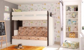 Кровать с диваном 75 Карамель Атлант (Венге Магия /Сосна Карелия/Савана) в Кодинске - kodinsk.katalogmebeli.com | фото
