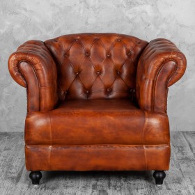 Кресло кожаное Лофт Честер-Нью (Коричневый, Рыжий) в Кодинске - kodinsk.katalogmebeli.com | фото 7