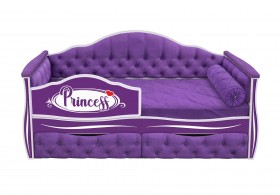 Кровать 160 серии Иллюзия 2 ящика 32 Фиолетовый (мягкие боковые накладки/подушка валик) в Кодинске - kodinsk.katalogmebeli.com | фото