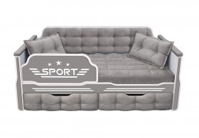 Кровать 160 серии Спорт 2 ящика 45 Серый (подушки) в Кодинске - kodinsk.katalogmebeli.com | фото