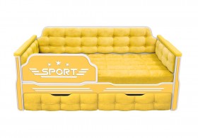 Кровать 160 серии Спорт 2 ящика 74 Жёлтый (мягкие боковые накладки) в Кодинске - kodinsk.katalogmebeli.com | фото 1