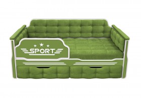 Кровать 160 серии Спорт 2 ящика 76 Зелёный (мягкие боковые накладки) в Кодинске - kodinsk.katalogmebeli.com | фото 1