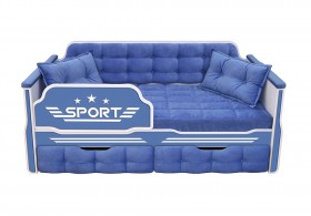 Кровать 160 серии Спорт 2 ящика 85 Синий (подушки) в Кодинске - kodinsk.katalogmebeli.com | фото 1