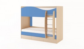 Кровать 2-х ярусная с ящиками (Беленый дуб/Синий) в Кодинске - kodinsk.katalogmebeli.com | фото