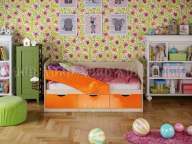 Кровать Бабочки 1,6м (Оранжевый металлик) в Кодинске - kodinsk.katalogmebeli.com | фото
