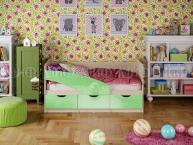 Кровать Бабочки 1,6м (Салатовый металлик) в Кодинске - kodinsk.katalogmebeli.com | фото 1
