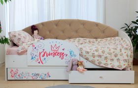 Кровать детская Эльза с бортиком Принцесса Белый/Бежевый в Кодинске - kodinsk.katalogmebeli.com | фото