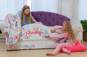 Кровать детская Эльза с бортиком Принцесса Белый/Фиолетовый в Кодинске - kodinsk.katalogmebeli.com | фото