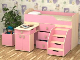 Кровать детская Фея 1.6 Дуб молочный/Розовый в Кодинске - kodinsk.katalogmebeli.com | фото