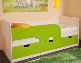 Кровать детская Минима 1,86м с ящиками (дуб атланта/лайм глянец) в Кодинске - kodinsk.katalogmebeli.com | фото 1