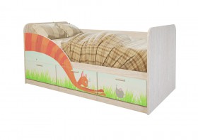 Кровать детская Минима Лего 1,86м с ящиками (дуб атланта/лиловый сад) в Кодинске - kodinsk.katalogmebeli.com | фото 9