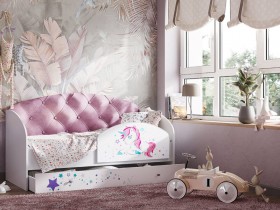 Кровать детская Звездочка Белый/Розовый в Кодинске - kodinsk.katalogmebeli.com | фото