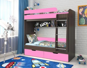 Кровать двухъярусная Юниор-5  Бодего/Розовый в Кодинске - kodinsk.katalogmebeli.com | фото