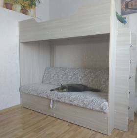 Кровать двухъярусная с диваном (Беленый дуб) в Кодинске - kodinsk.katalogmebeli.com | фото