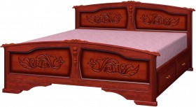 Кровать Елена с ящиками из массива сосны 1400*2000 Орех в Кодинске - kodinsk.katalogmebeli.com | фото