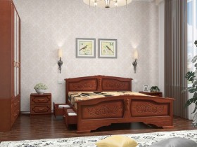 Кровать Елена с ящиками из массива сосны 1800*2000 Орех в Кодинске - kodinsk.katalogmebeli.com | фото