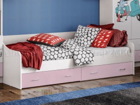 Кровать Fashion-1 Вега 0,9 м (Белый/Розовый) в Кодинске - kodinsk.katalogmebeli.com | фото