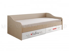 Кровать Girl Вега 0,9 м (Дуб беленый/Белый глянец/фотопечать) в Кодинске - kodinsk.katalogmebeli.com | фото